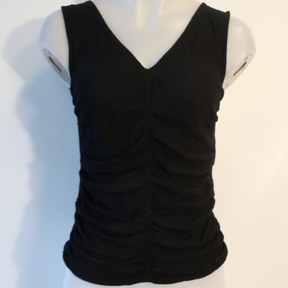 Womens Escada Black V-Neck Sleeveless Shirred Wool Blend Knit Sweater 40 US/M * - Picture 1 of 7